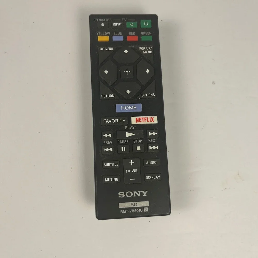 Sony RMT-VB201U Blu-ray Disc Player Remote Control Netflix Home Button Black